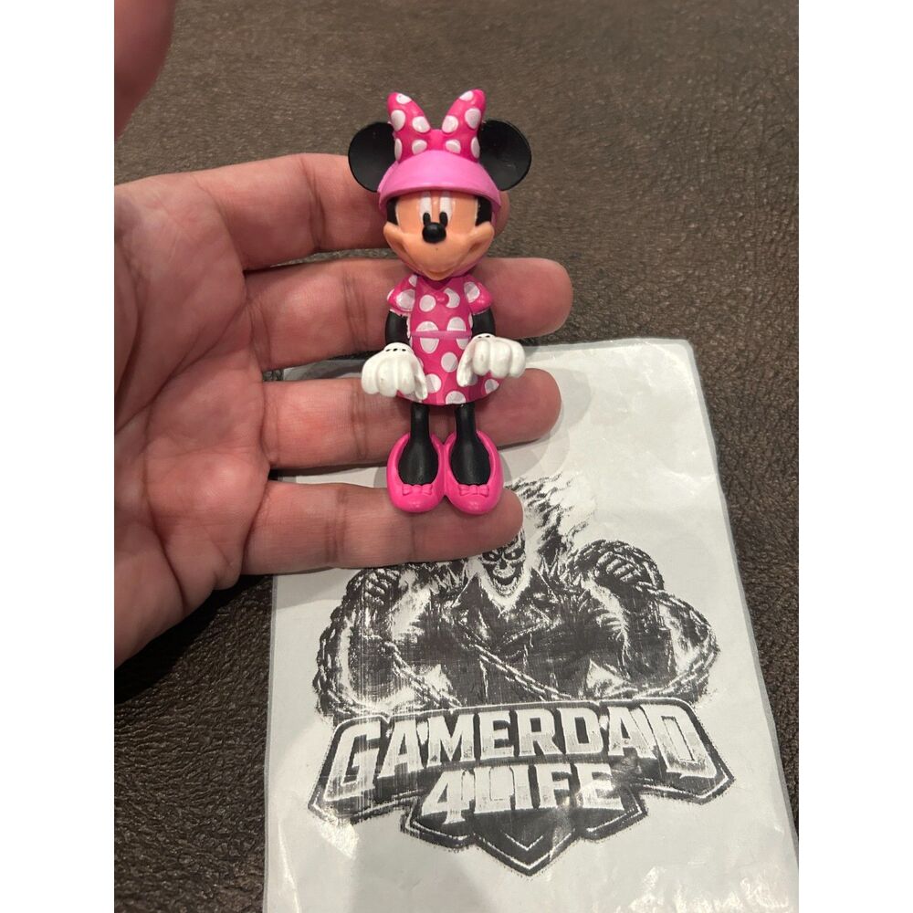 Vintage Disney Minnie Mouse Pink Polka Dot Dress & Heels Toy Figure Cake Topper